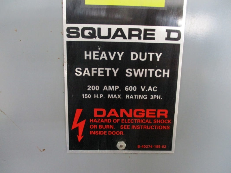 SQUARE D H-364 SER. E1 600VAC 200A UNMP