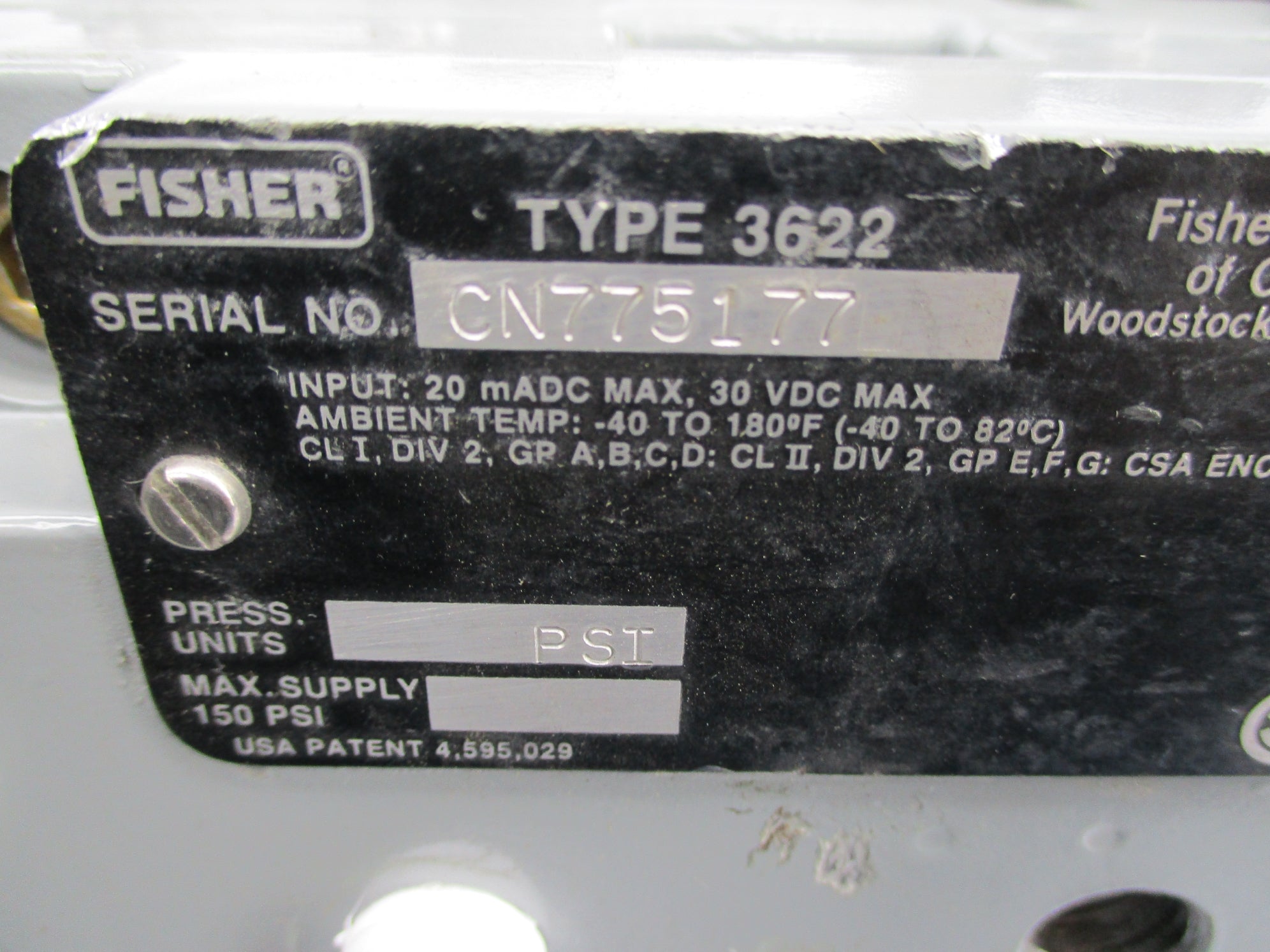 FISHER CONTROLS 3622 30VDC 150PSI UNMP