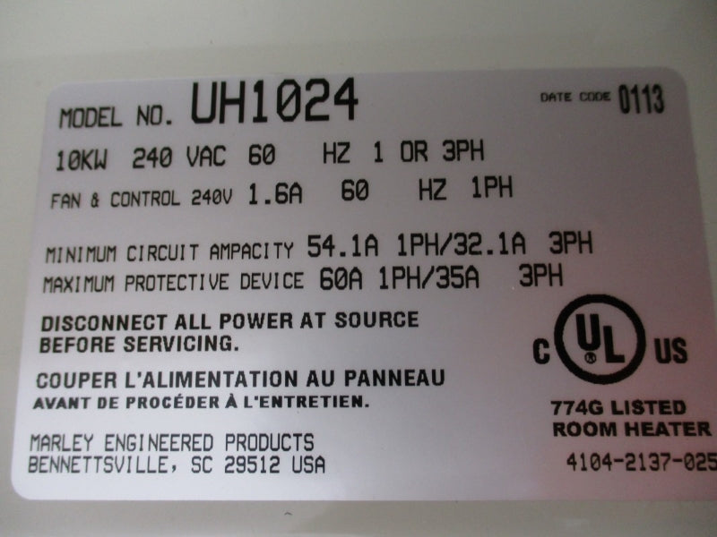 MARLEY ENGINEERED PRODUCTS HUH1024M 240VAC 60A NSMP