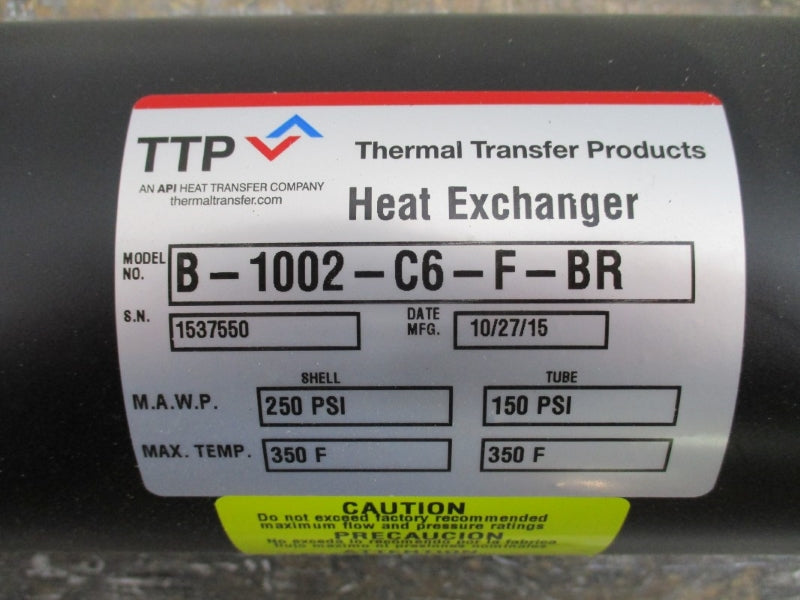 THERMAL TRANSFER PRODUCTS B-1002-C6-F-BR 250PSI 350'F NSNP
