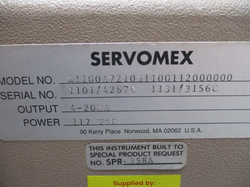 SERVOMEX X1100A721031100112000000 117VAC UNMP