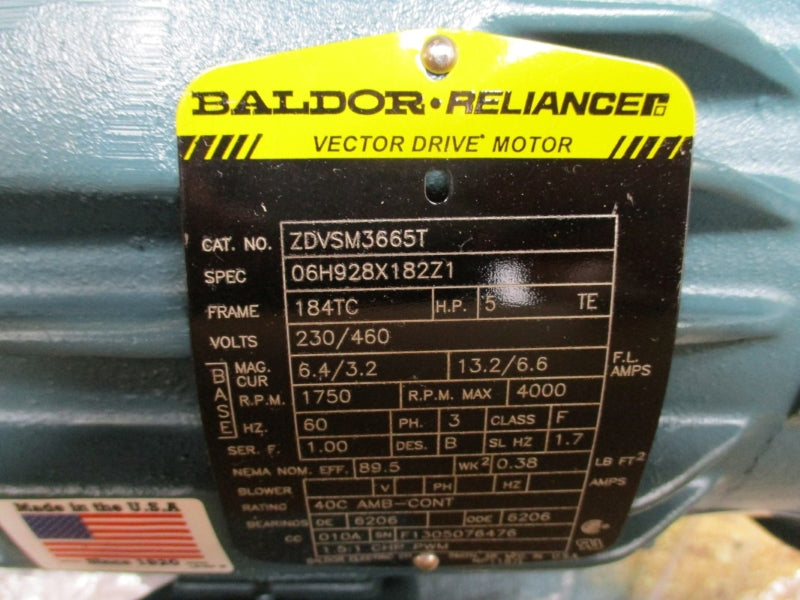 BALDOR ZDVSM3665T 230/460V 6.4/3.2A NSMP