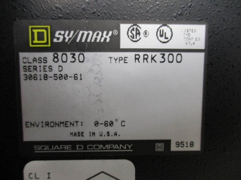 SQUARE D SY/MAX 8030RRK300 SER. D 0-60'C NSNP