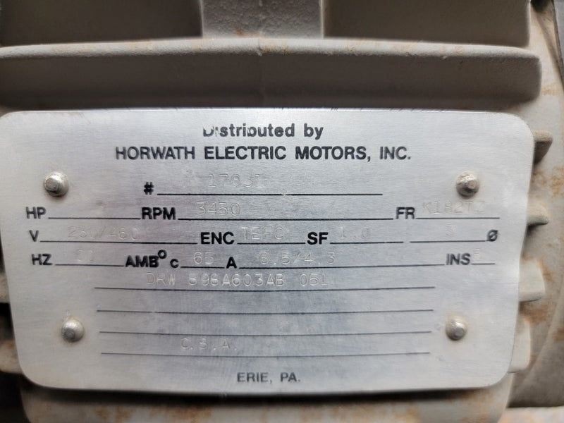 HORWATH ELECTRIC MOTORS 17831 230/460V 8.5/4.3A 65'C NSNP