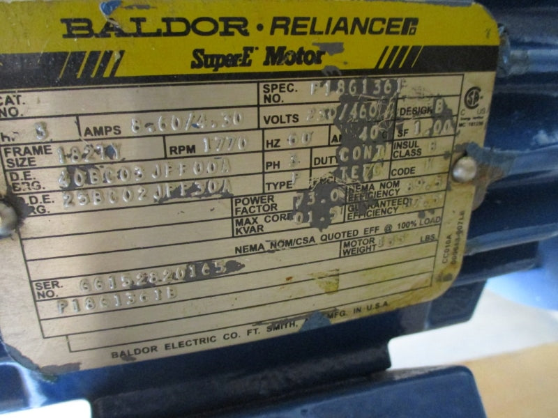 NASH N000603A MD673 W/ BALDOR P18G1361 230/460V 8.60/4.30A REMAN