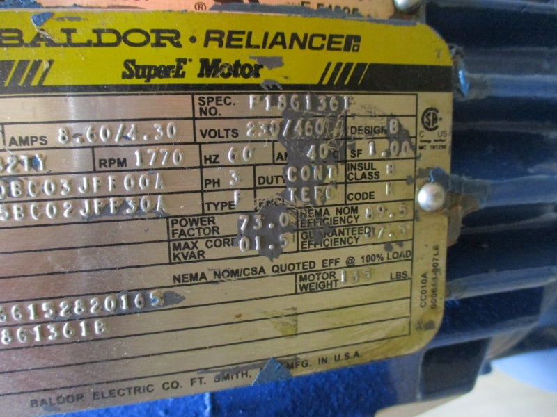 NASH N000603A MD673 W/ BALDOR P18G1361 230/460V 8.60/4.30A REMAN