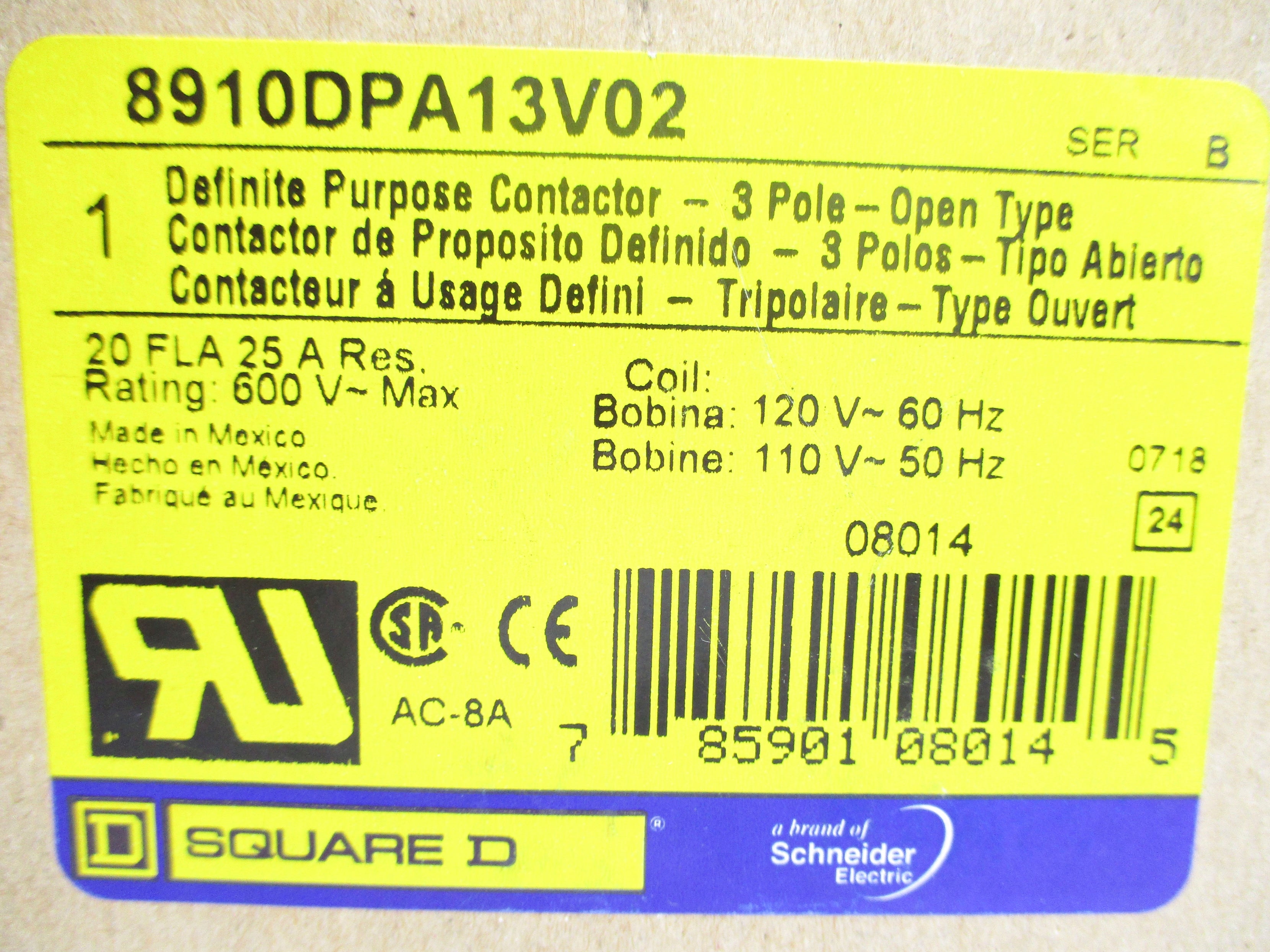 SQUARE D 8910DPA13V02 SER. B 110/120V NSMP