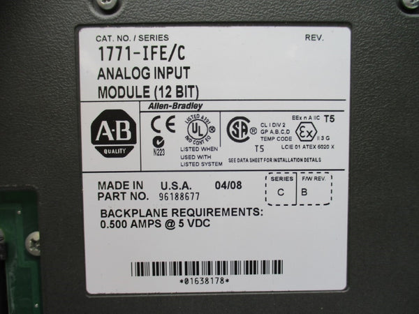 ALLEN BRADLEY 1771-IFE SER. C F/W B 5VDC 0.500A UNMP