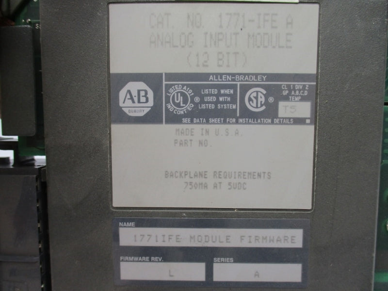 ALLEN BRADLEY 1771-IFE SER. A F/W L 5VDC UNMP