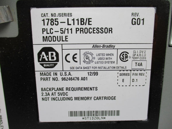 ALLEN BRADLEY 1785-L11B SER. E F/W D.1 5VDC 2.3A (NO KEY) UNMP