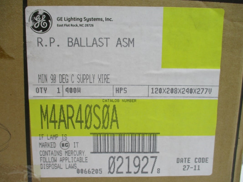GENERAL ELECTRIC M4AR40S0A 277V 3.9A NSMP