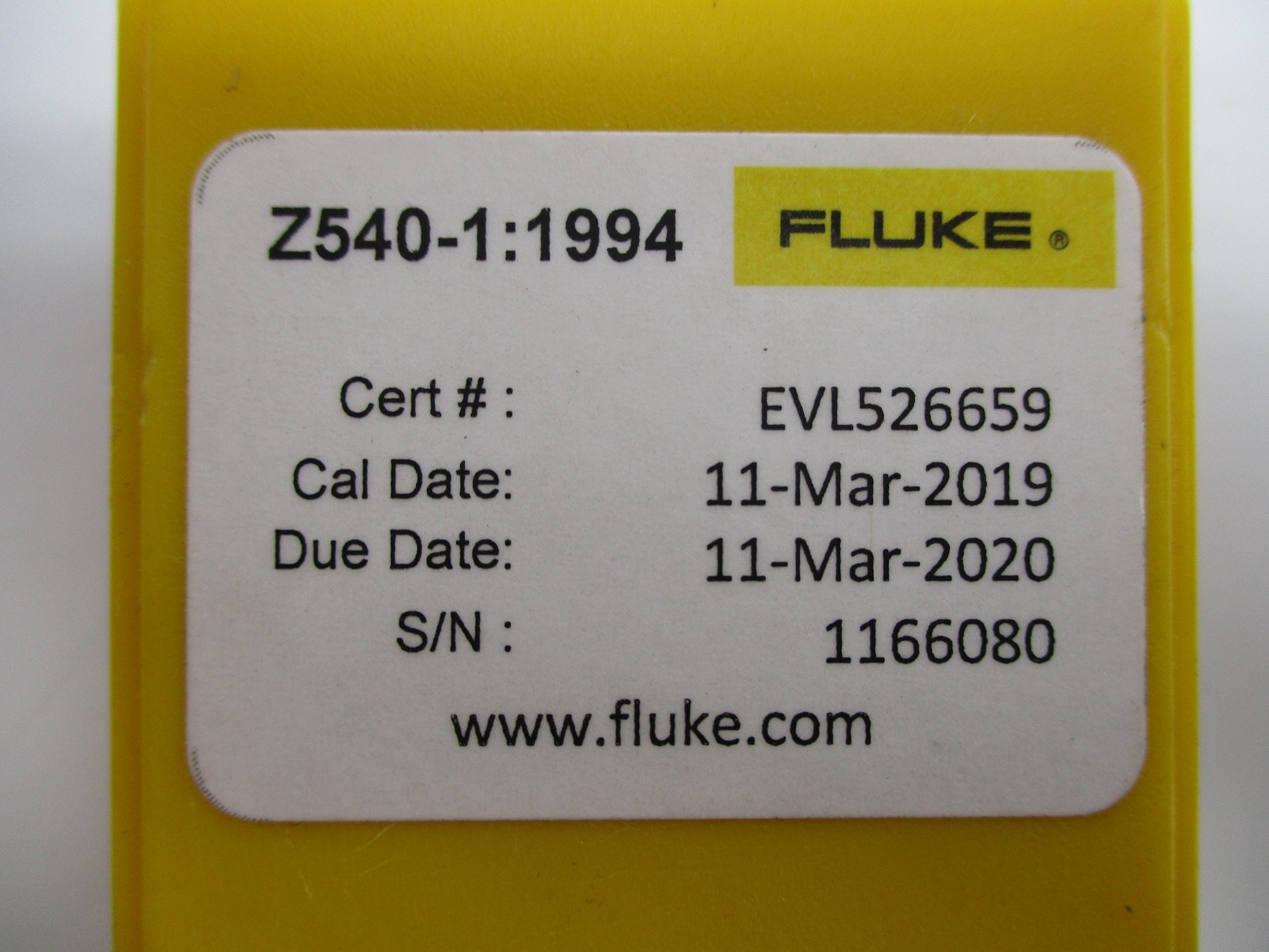 FLUKE Z540-1:1994 -10/10PSIG (AS PICTURED) NSNP