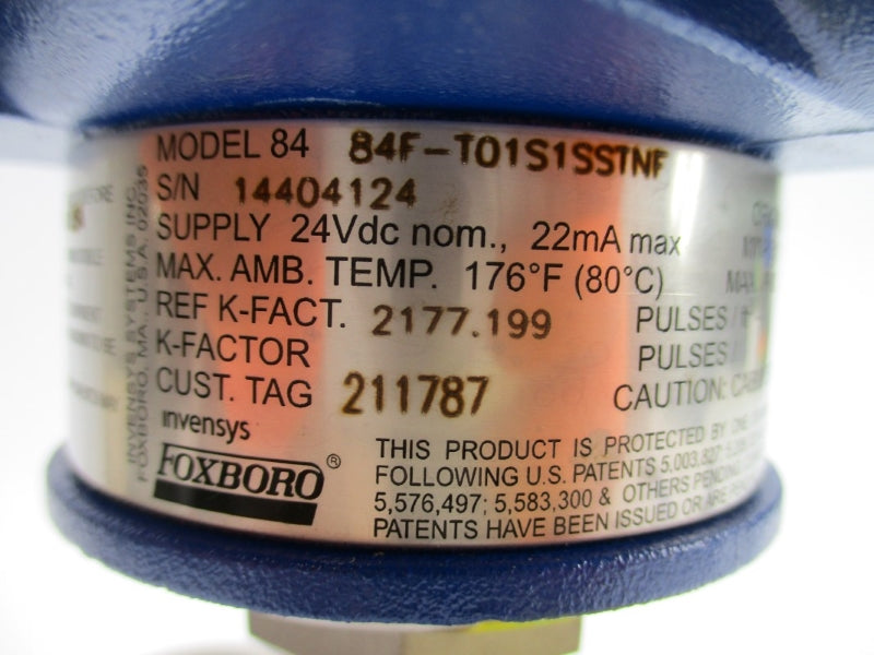 FOXBORO 84F-T01S1SSTNF 24VDC 275PSI 0-400'F NSNP