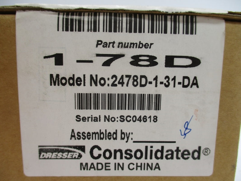 DRESSER 1-78D 2478D-1-31-DA 60PSI NSMP