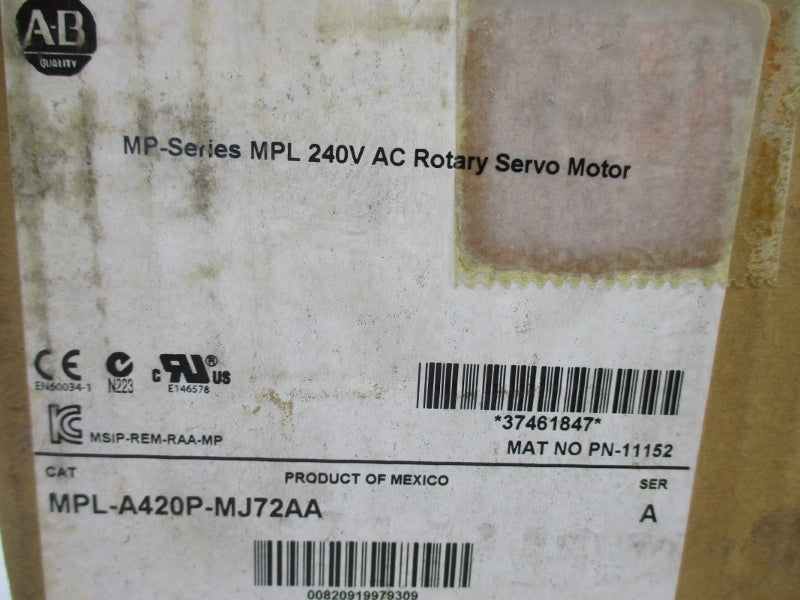 ALLEN BRADLEY MPL-A420P-MJ72AA SER. A 240VAC 12.7A NSMP