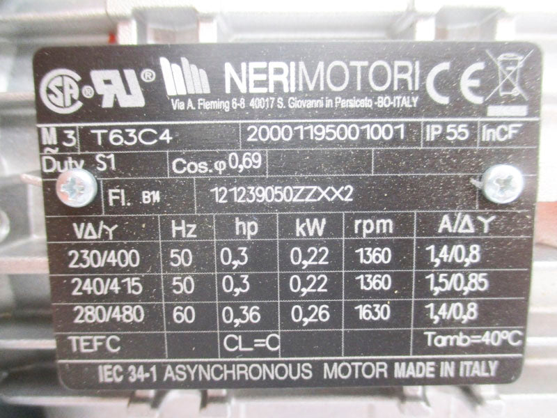 NERIMOTORI T63C4 20001195001001 280/480V 1.5/0.85A NSNP