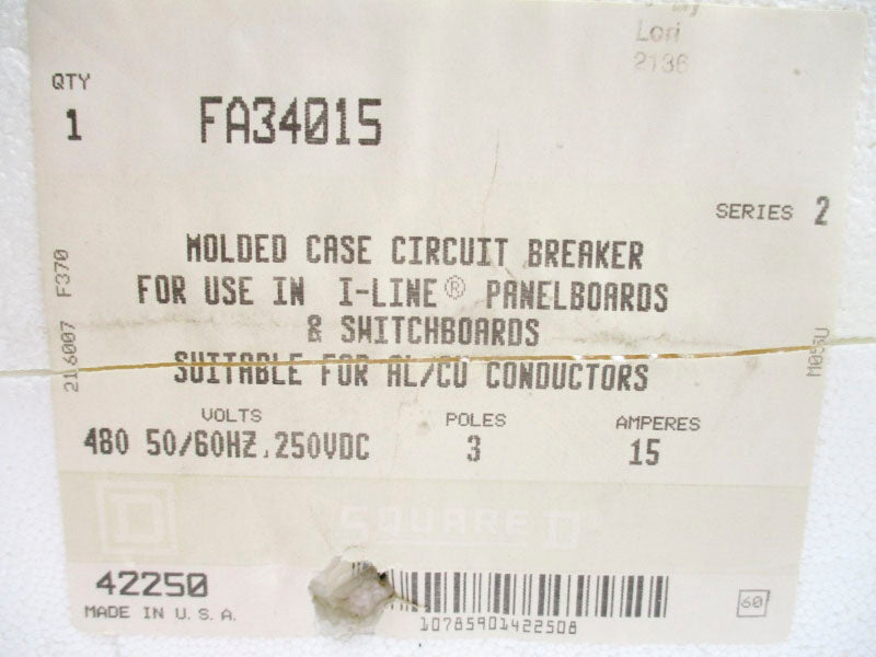 SQUARE D FA34015 SER. 2 480VAC 15A NSMP