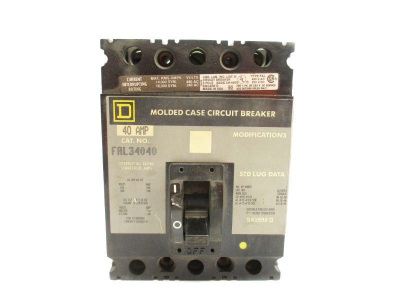 SQUARE D FAL34040 480V 40A UNMP