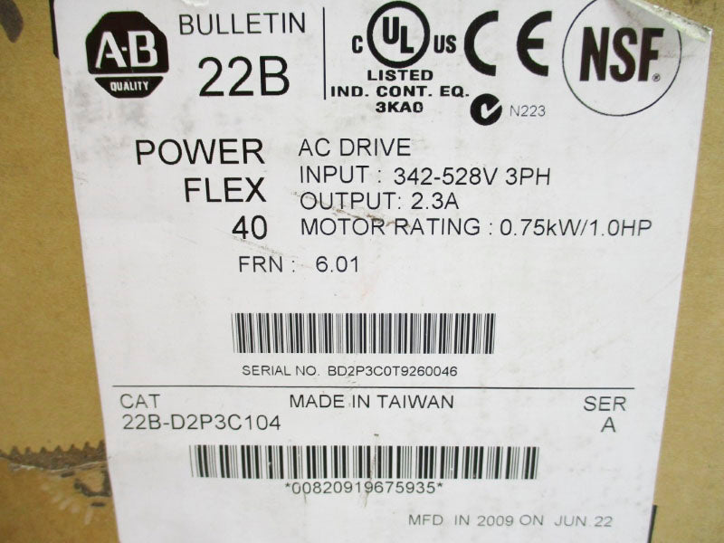 INDUSTRIAL SPARE PART 22B-D2P3C104 SER. A F/W 6.01 380-480V 3.2A NSMP