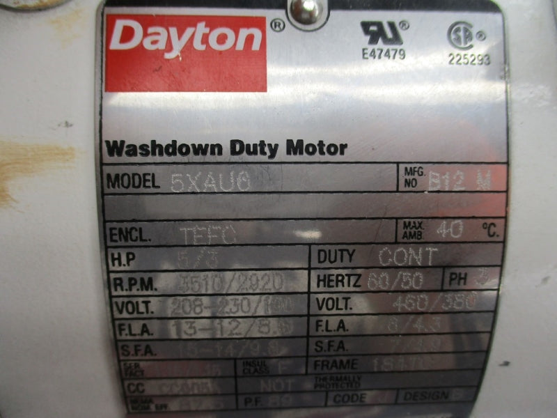 DAYTON 5XAU0 208-230/100V 13-12/8.6A NSNP