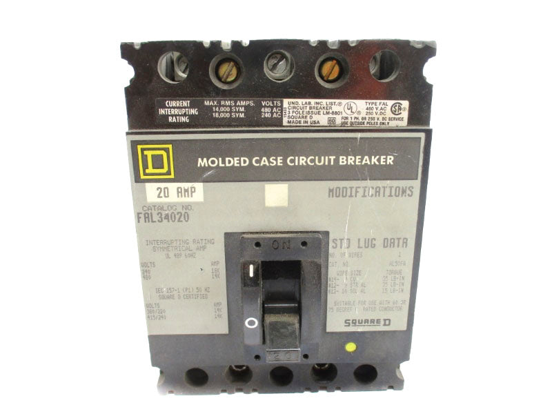 SQUARE D FAL34020 480V 20A UNMP