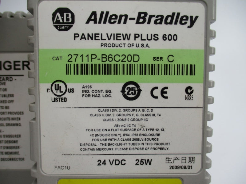 ALLEN BRADLEY 2711P-B6C20D SER. C 24VDC UNMP