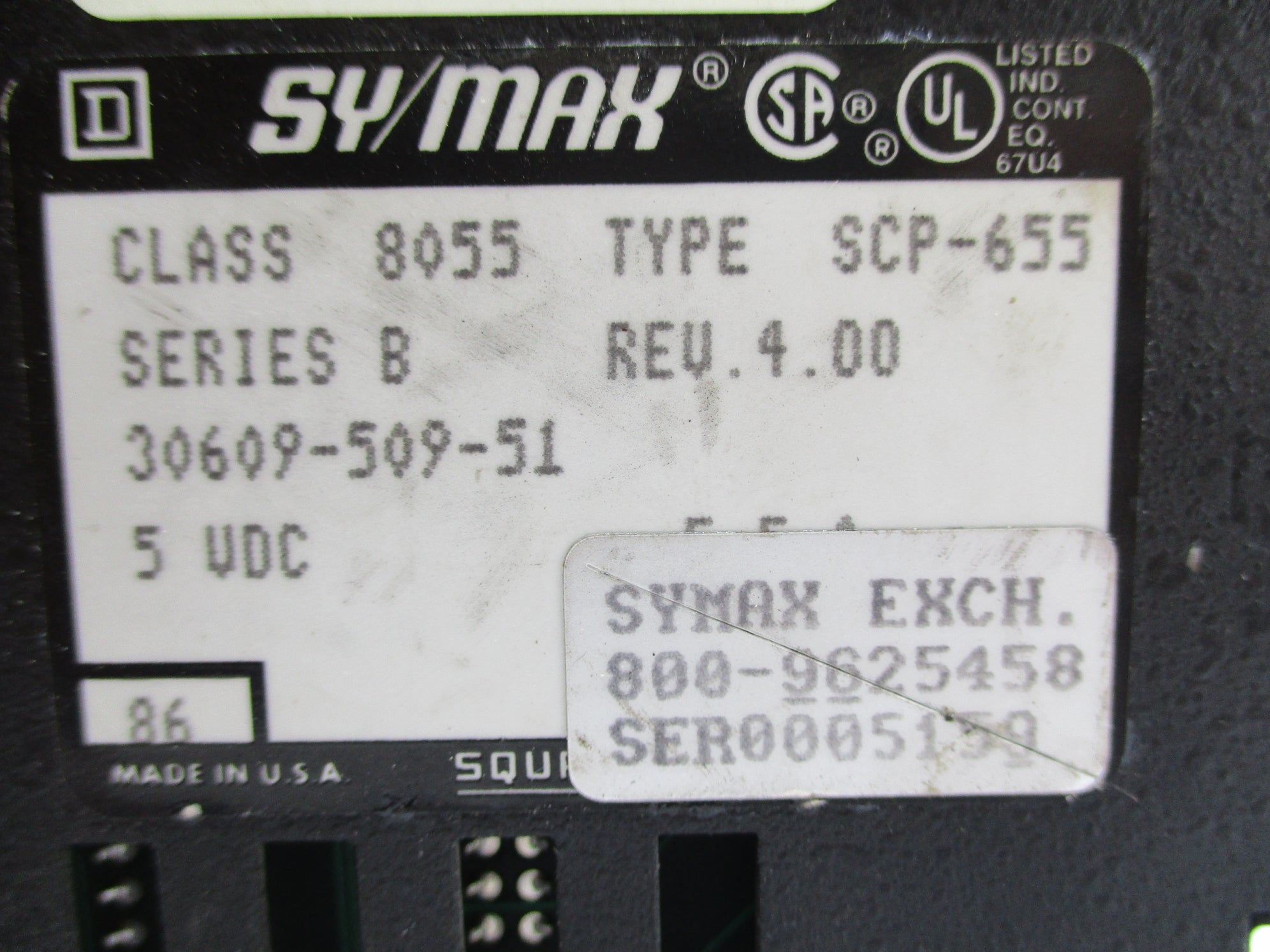 SQUARE D 8055SCP655 SER. B 5VDC 5.5A (NO KEY) UNMP