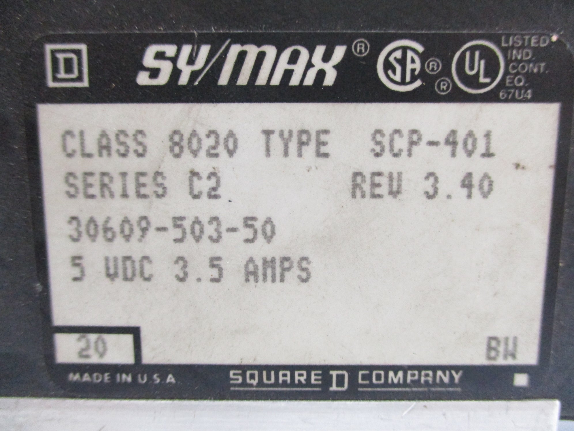 SQUARE D 8020SCP401 SER. C2 (NO KEY) UNMP