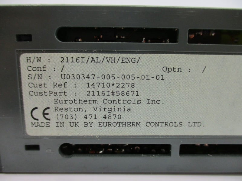 EUROTHERM CONTROLS 2116I/AL/VH/ENG/ 100-240VAC 2A UNMP