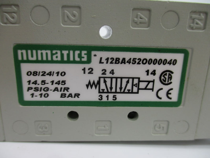 NUMATICS L12BA452O000040 220-240V .04A 14.5-145PSI NSNP