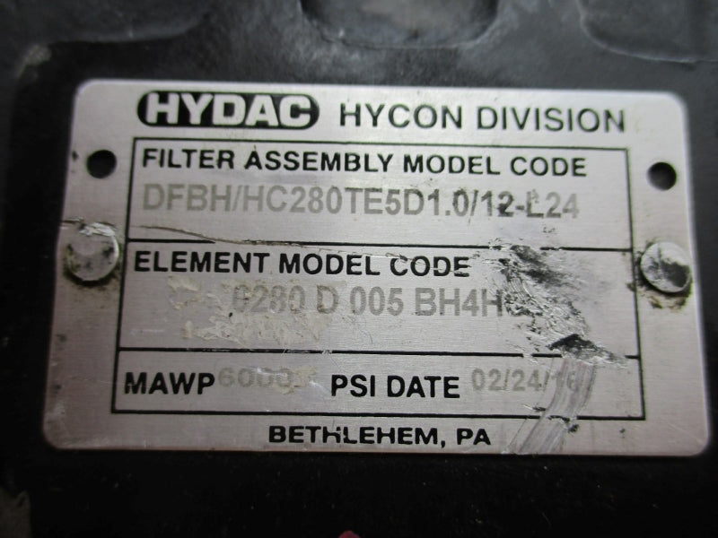 HYDAC DFBH/HC280TE5D1.0/12-L24 6000PSI UNMP