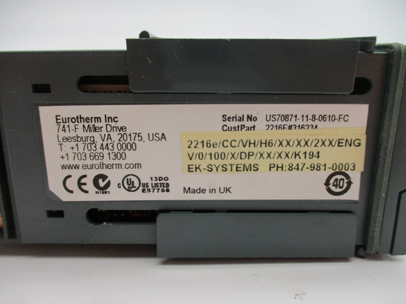 EUROTHERM 2216E/CC/VH/H6/XX/XX/2XX/ENGV 100-240VAC 2A NSNP