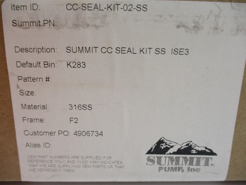 SUMMIT PUMP CC-SEAL-KIT-02-SS NSMP