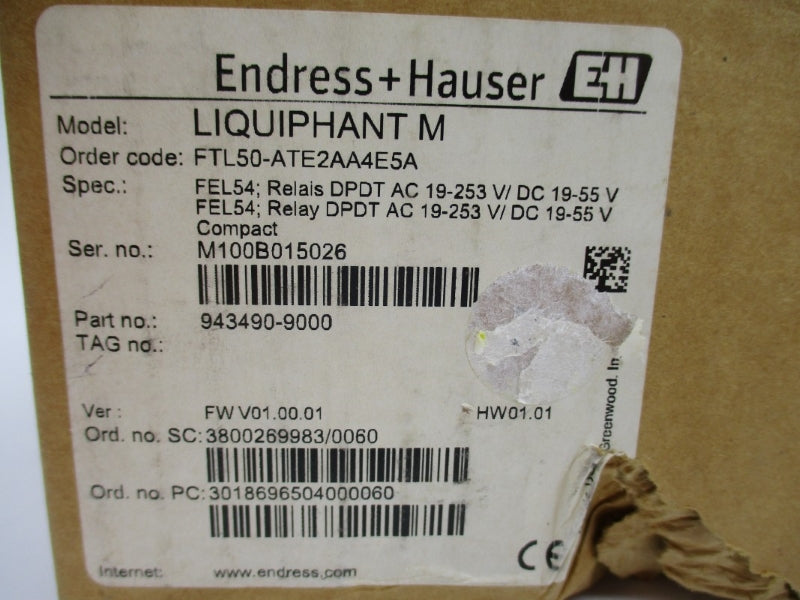 ENDRESS+HAUSER FTL50-ATE2AA4E5A 943490-9000 253VAC 6A NSMP