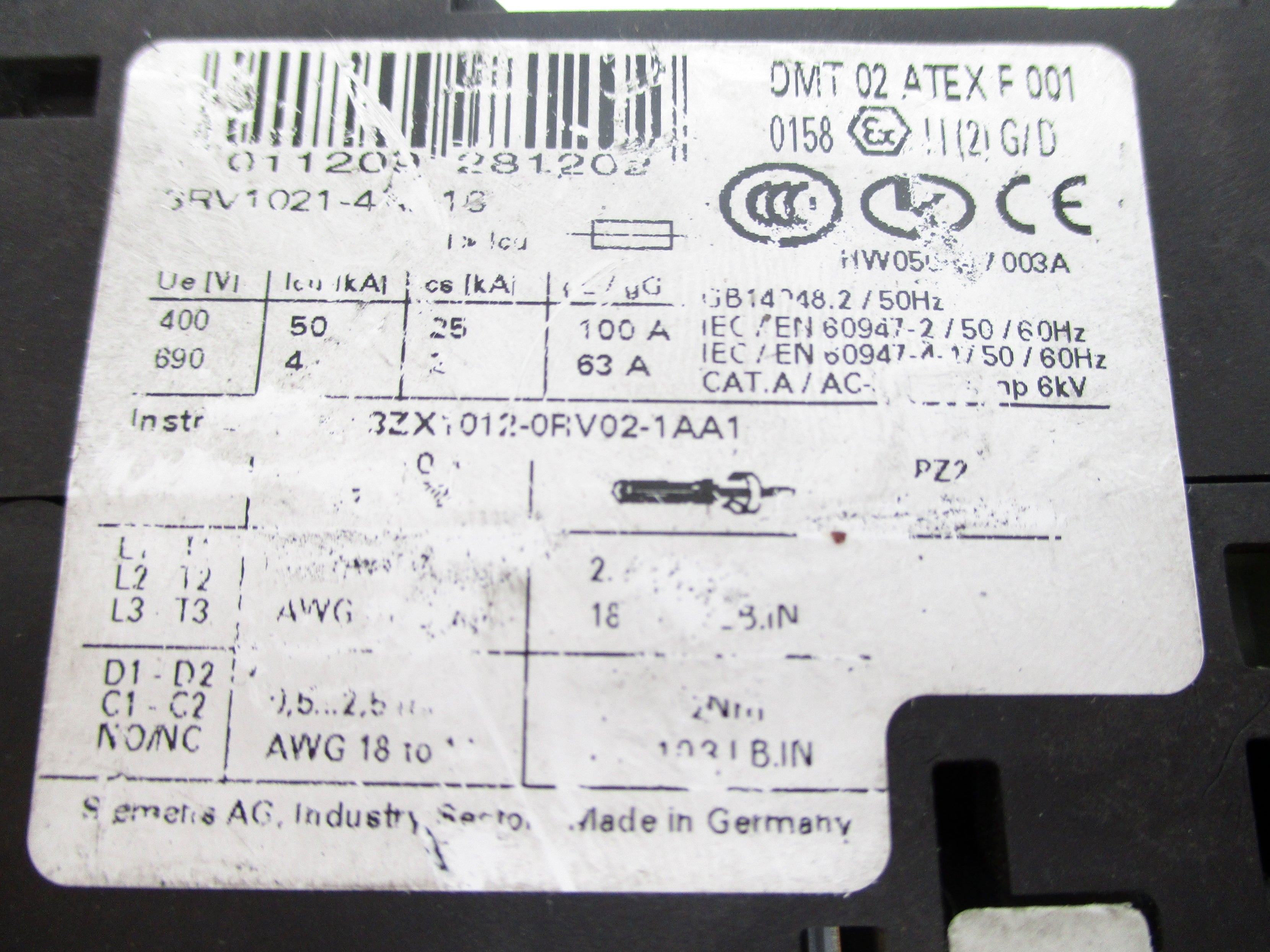 SIEMENS 3RV1021-4AA10 600V 11-16A NSNP