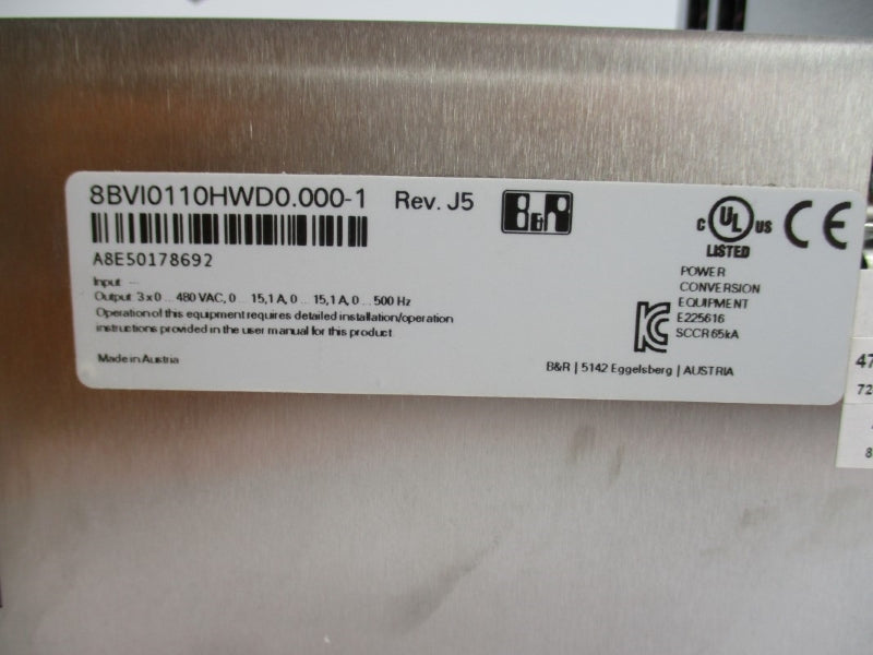 B&R 8BVI0110HWD0.000-1 480VAC 15.1A NSMP