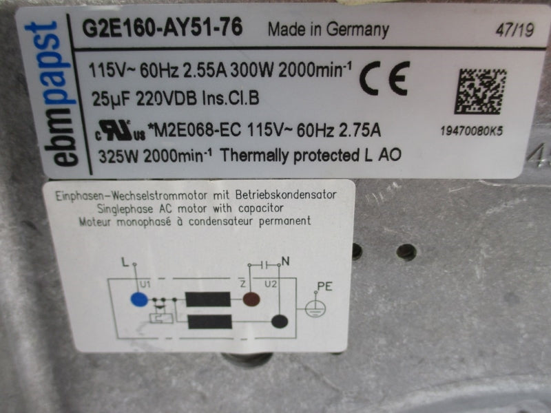 EBMPAPST G2E160-AY51-76 115V 2.75A NSNP