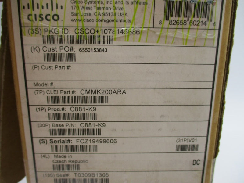 CISCO C881-K9 CMMK200ARA 12VDC 5A NSMP