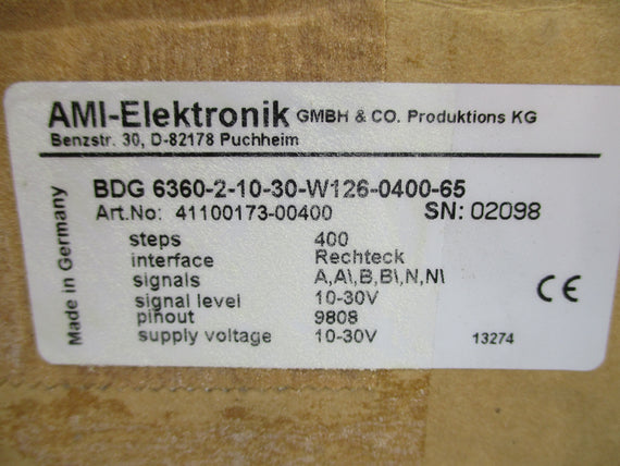 AMI-ELEKTRONIK BALLUFF BDG6360-2-10-30-W126-0400-65 (AS PICTURED) NSMP