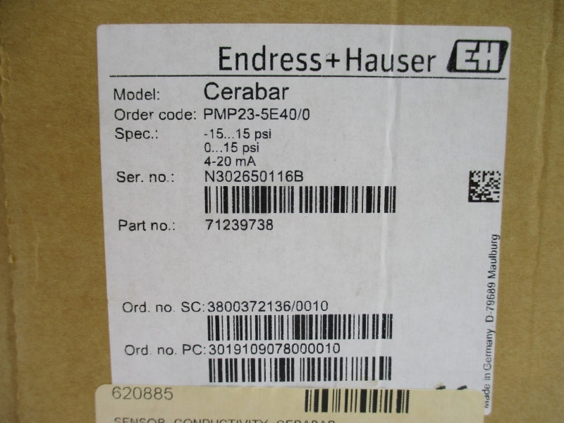 ENDRESS+HAUSER PMP23-5E40/0 71239738 10-30VDC -15-+15PSI NSMP