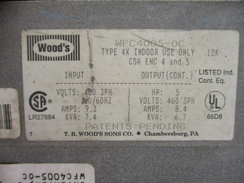 TB WOODS WFC4005-0C 480V 9.3A UNMP