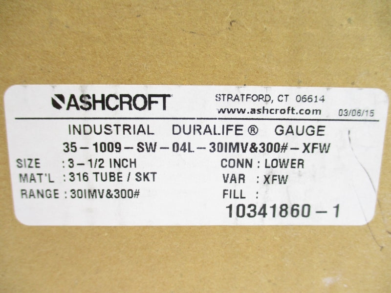 ASHCROFT 35-1009-SW-04L-30IMV&300#-XFW 300PSI 3-1/2" NSMP
