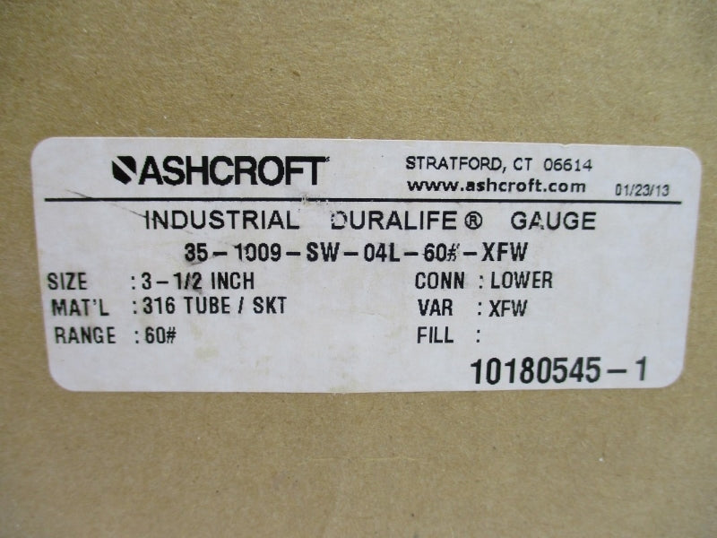 ASHCROFT 35-1009-SW-04L-60#-XFW 60PSI 3-1/2" NSMP