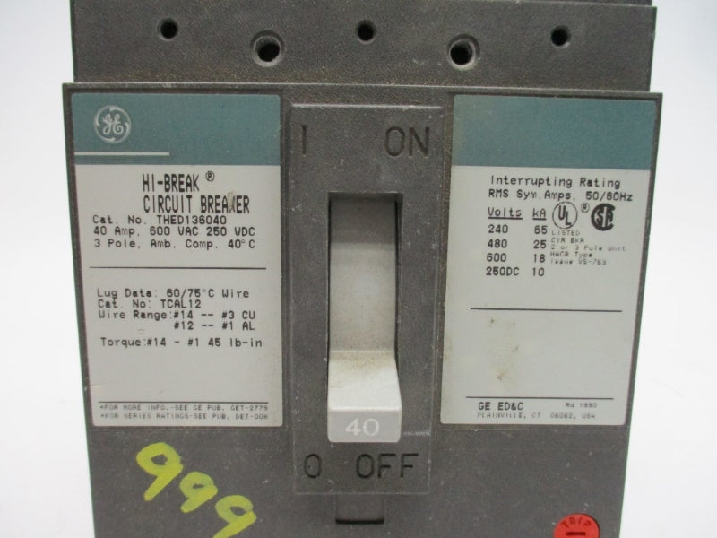 GENERAL ELECTRIC THED136040 600VAC 40A NSNP