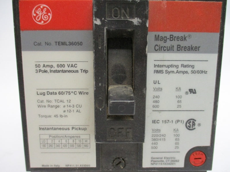 GENERAL ELECTRIC TEML36050 600VAC 50A NSNP