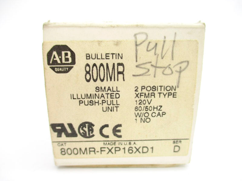 ALLEN BRADLEY 800MR-FXP16XD1 SER. D 120V (WH) NSMP