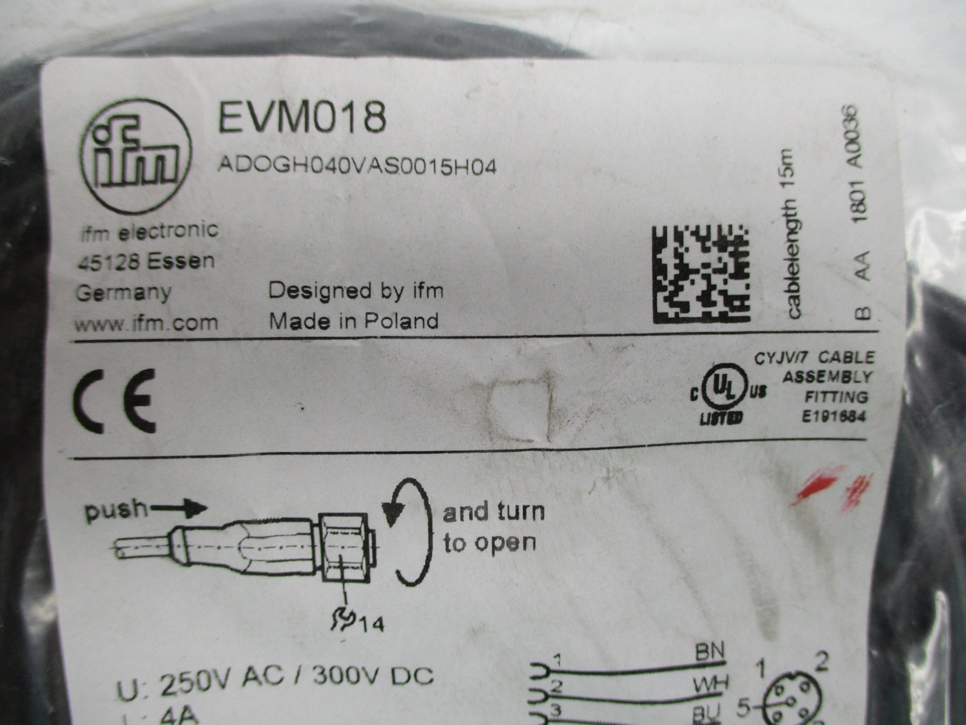 IFM EFECTOR EVM018 ADOGH040VAS0015H04 NSMP
