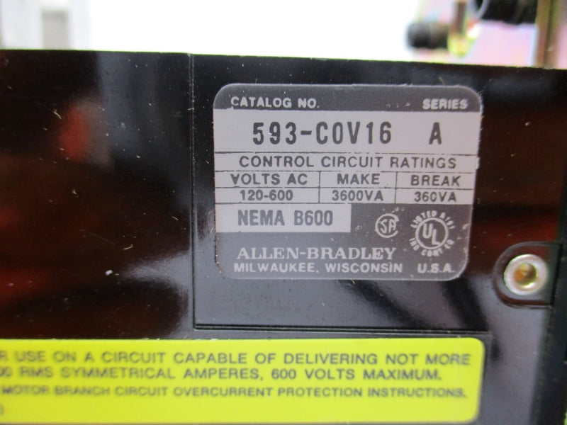 ALLEN BRADLEY 593-COV16 SER. A 120-600VAC (BR/YL) NSMP