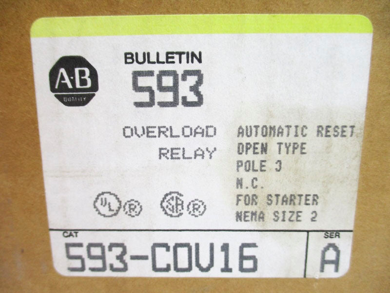ALLEN BRADLEY 593-COV16 SER. A 120-600VAC (BR/YL) NSMP