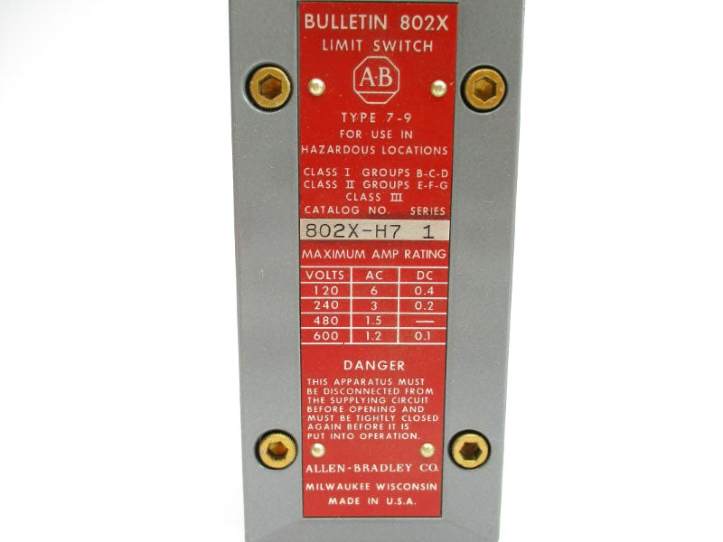 ALLEN BRADLEY 802X-H7 SER. 1 600VAC 6A (BK/YL) NSMP